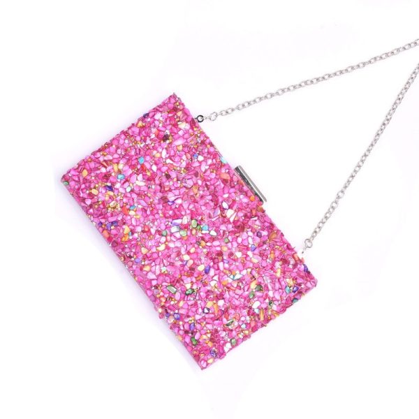 Bolsa de festa com pedras fushia