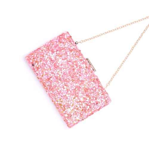 Bolsa de festa com pedras rosa