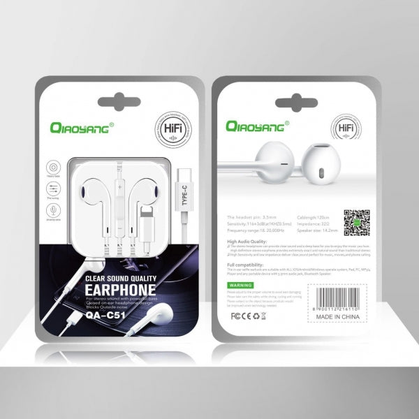 Fones de Ouvido Entrada Tipo-C