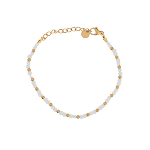 Pulseira em aço pedras de cor branca