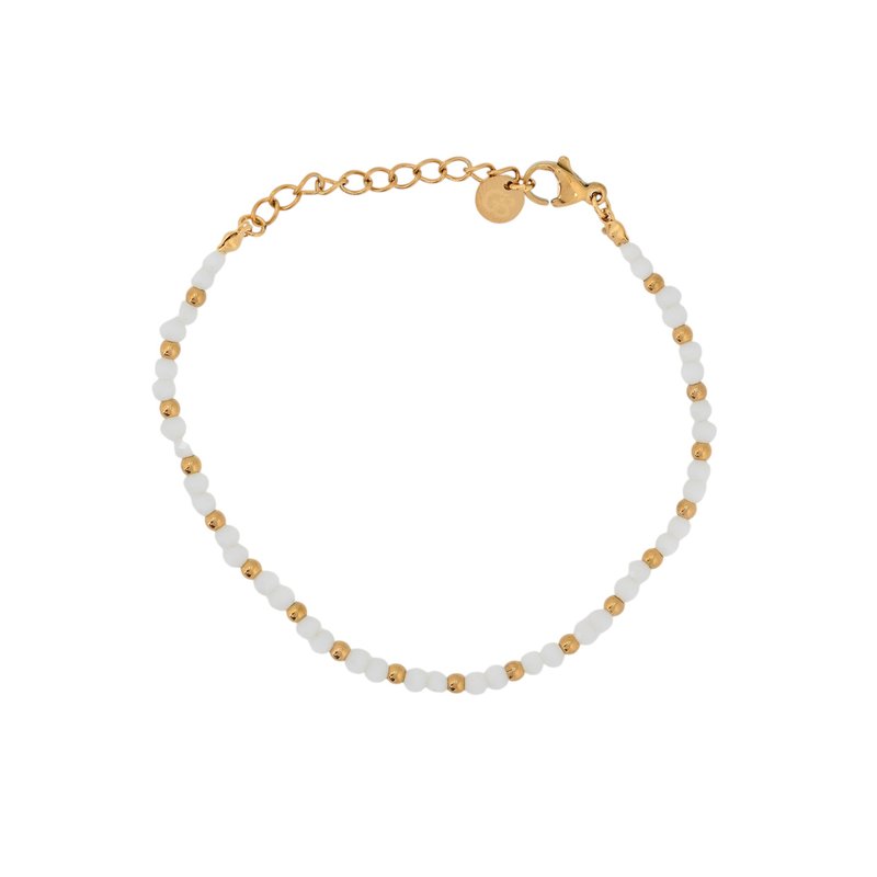 Pulseira em aço pedras de cor branca