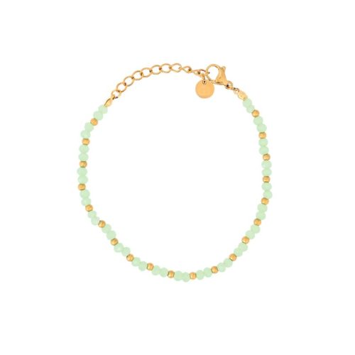 Pulseira em aço pedras de cor verde claro