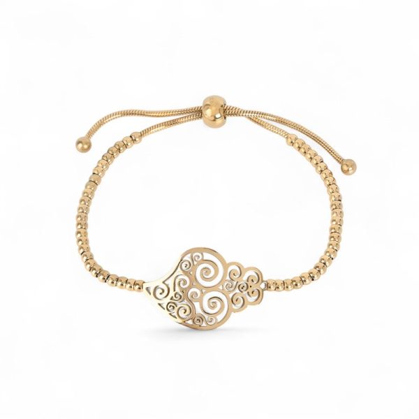 Pulseira ajustável em aço coração de viana