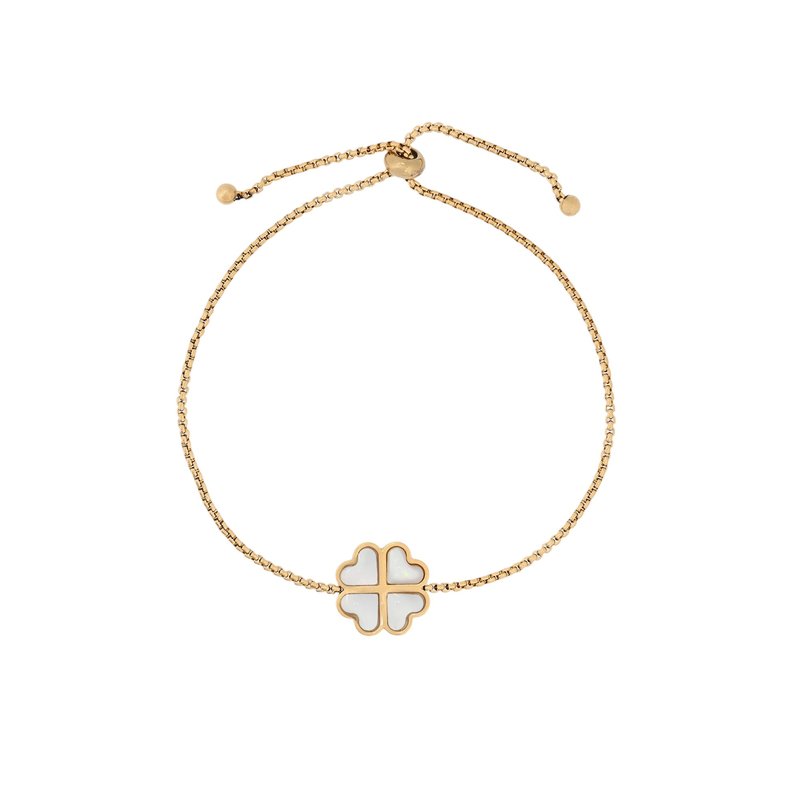 Pulseira em aço trevo madrepérola