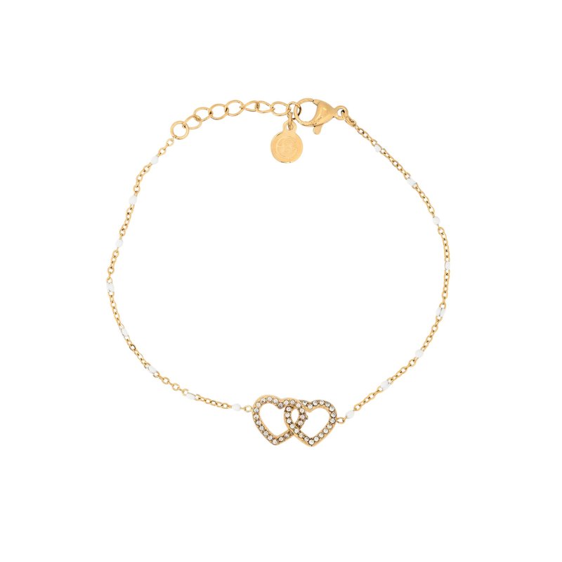 Pulseira aço corações entrelaçados