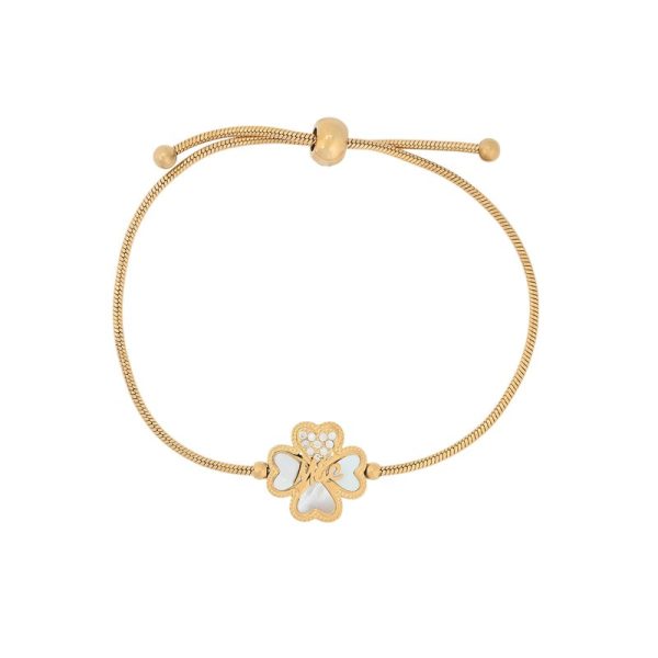 Pulseira ajustável em aço mãe trevo