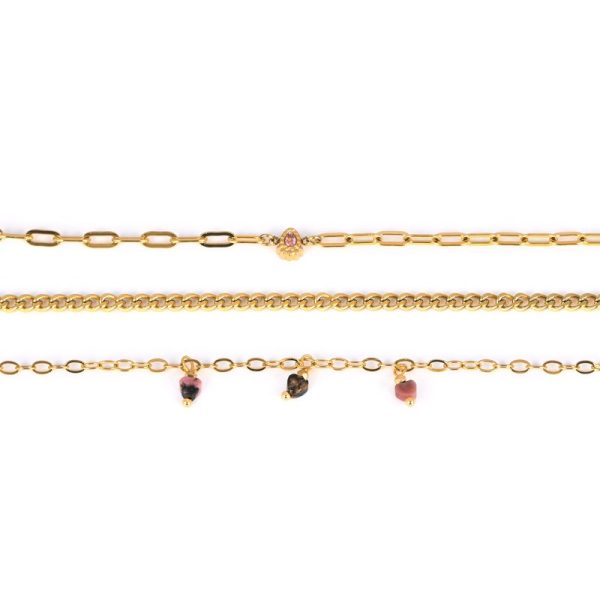 Conjunto pulseiras em aço oval rosa