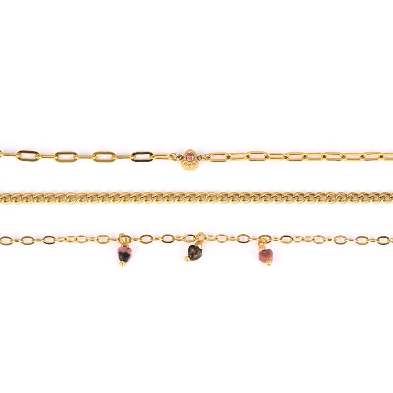 Conjunto pulseiras em aço oval rosa