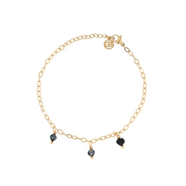 Conjunto pulseiras em aço oval preto