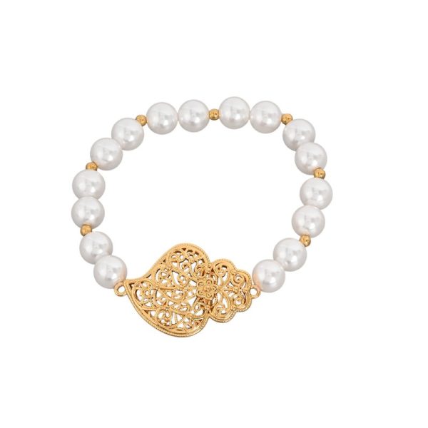 Pulseira pérolas coração de viana
