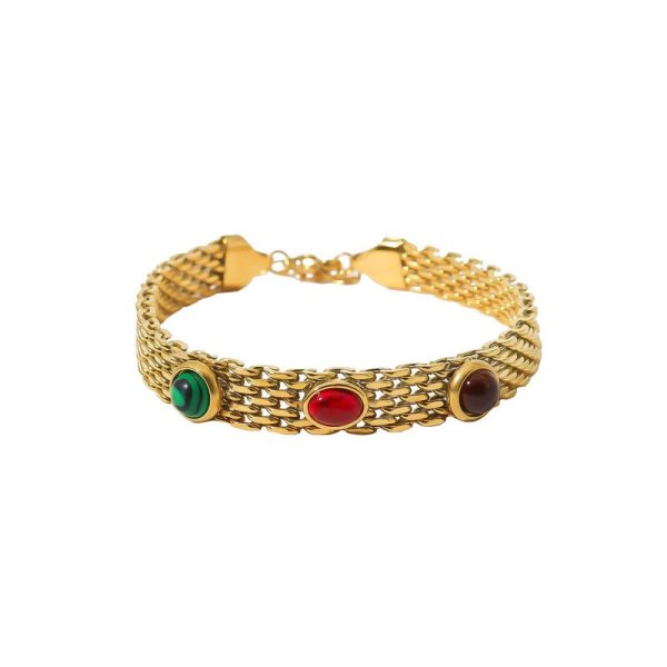 Pulseira em aço irregular pedras