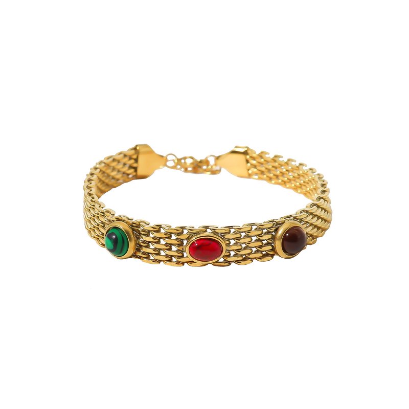 Pulseira em aço irregular pedras