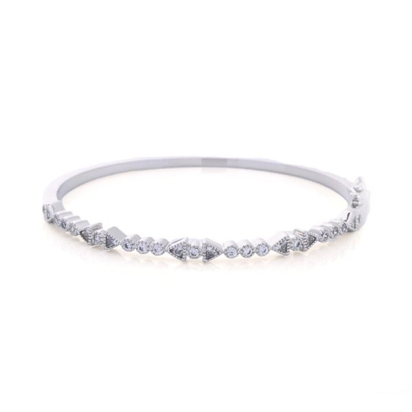 Pulseira rígida semi jóia com zircônias formas