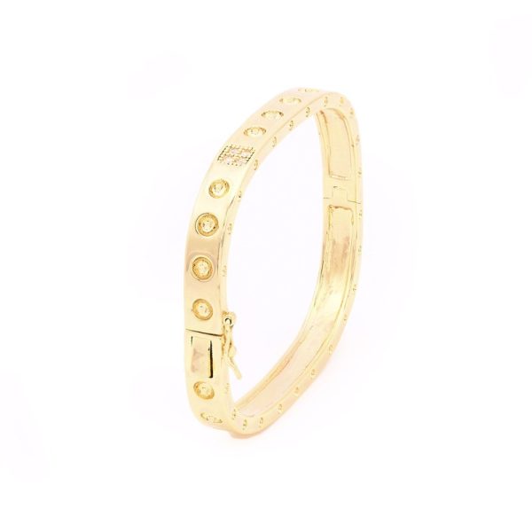 Pulseira rígida semi jóia quadrada