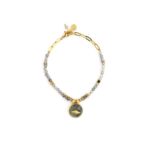 Pulseira em aço pedra natural estrela
