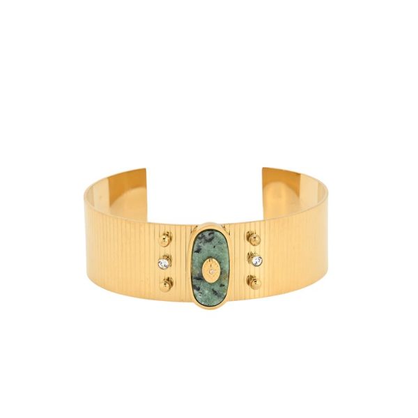 Pulseira rígida aço com textura olho