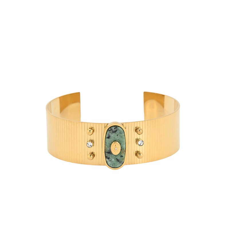 Pulseira rígida aço com textura olho