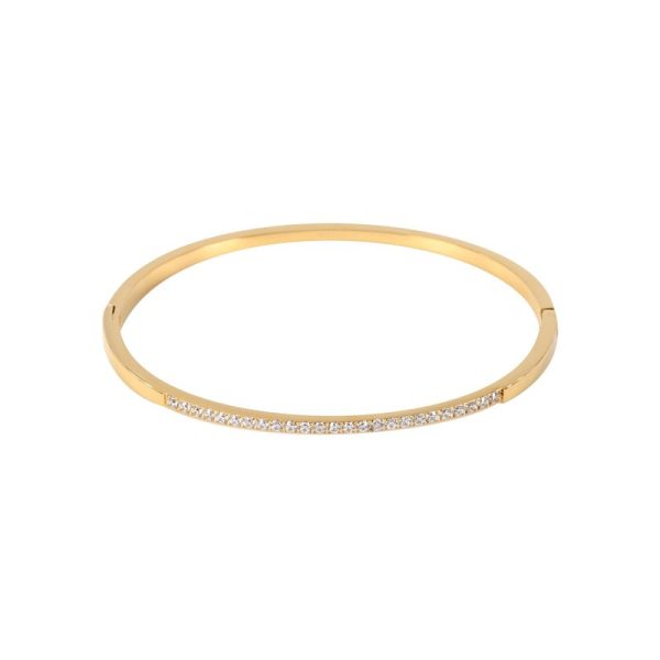 Pulseira rígida básica aço e zircônias