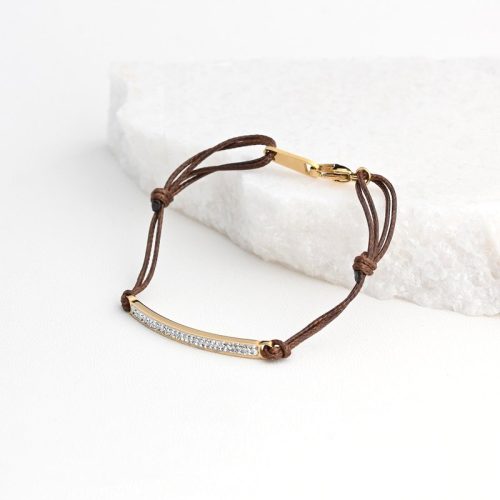Pulseira elástica e brilhantes em aço