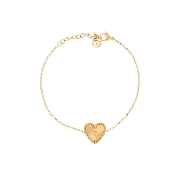 Pulseira em aço coração textura