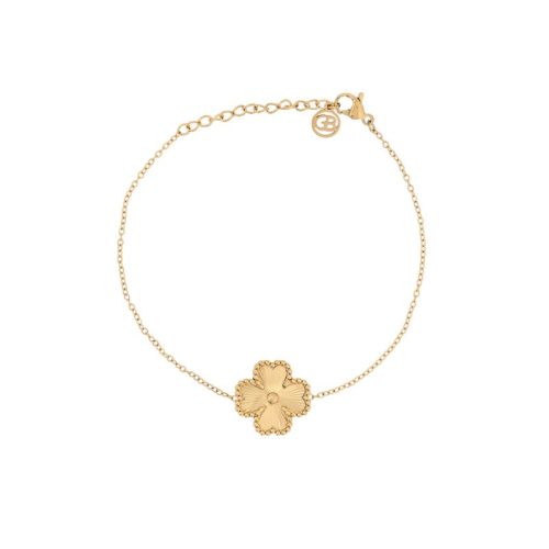 Pulseira trevo textura em aço