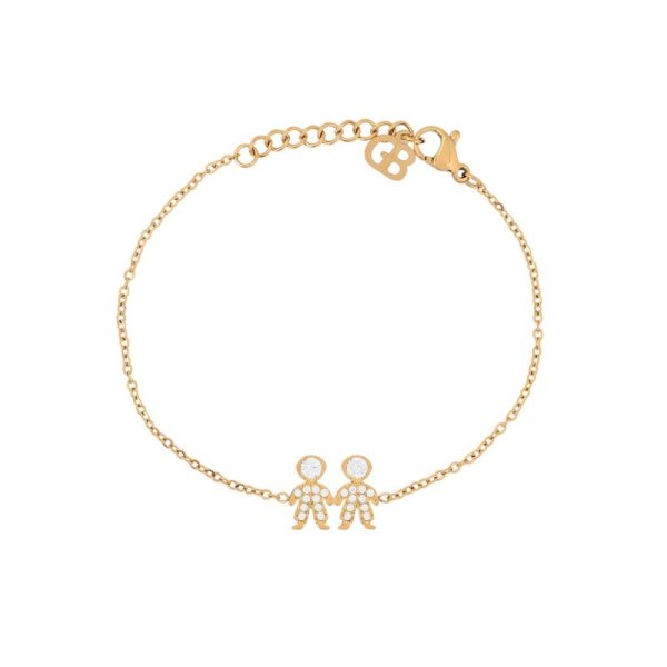 Pulseira aço e zircônias dois meninos