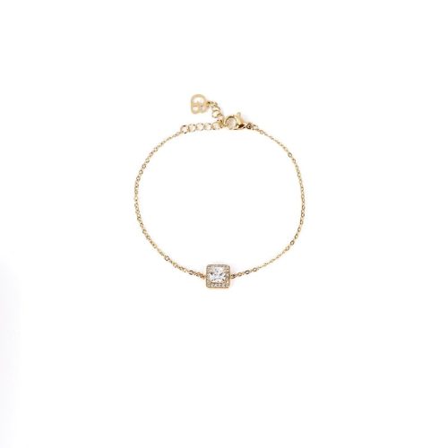 Pulseira em aço pedra quadrada