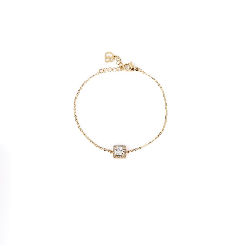 Pulseira em aço pedra quadrada
