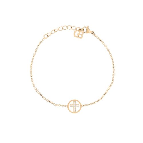 Pulseira em aço cruz com brilhantes