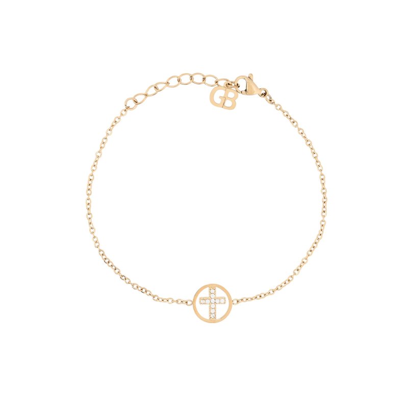 Pulseira em aço cruz com brilhantes