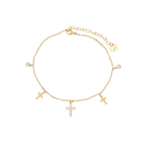 Pulseira de pé aço cruz