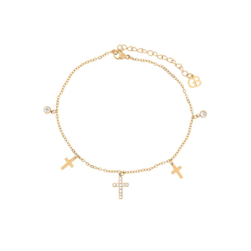 Pulseira de pé aço cruz