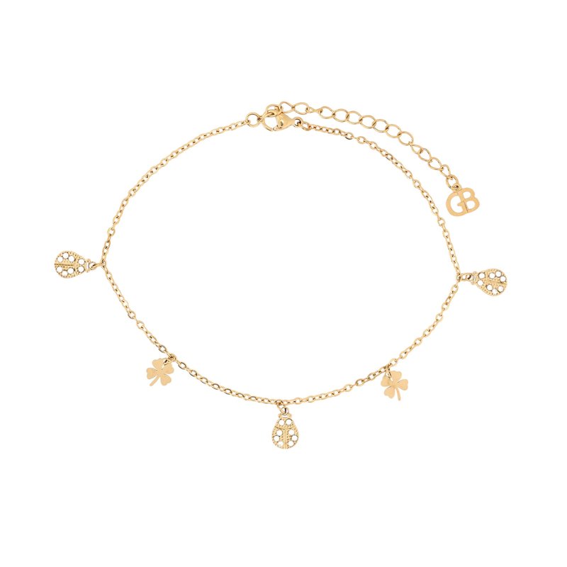Pulseira de pé aço joaninha