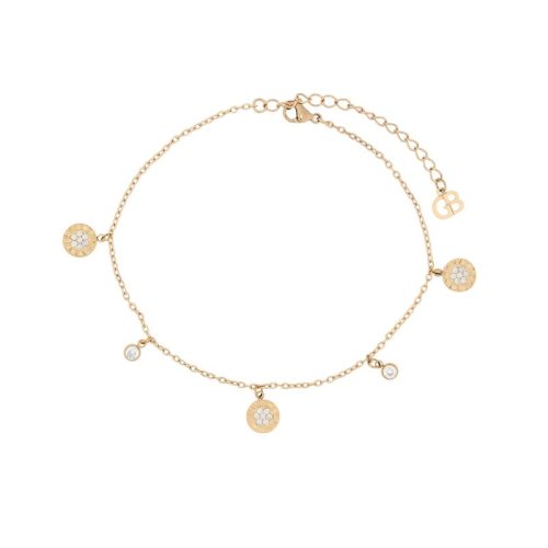 Pulseira de pé aço pendente redondo