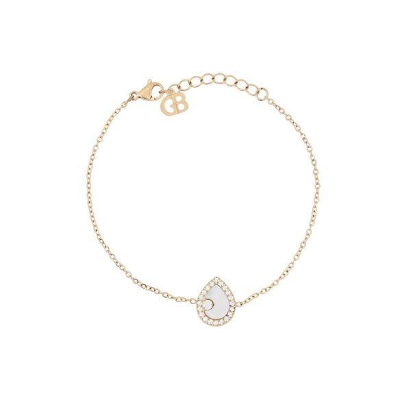 Pulseira em aço com madrepérola oval