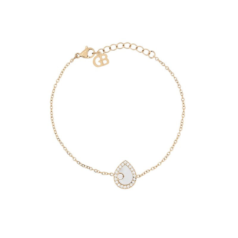 Pulseira em aço com madrepérola oval