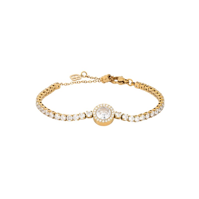 Pulseira riviera em aço com pedra
