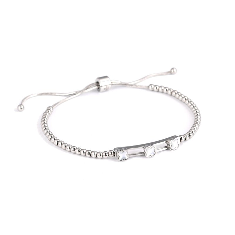 Pulseira em aço trevos madrepérola
