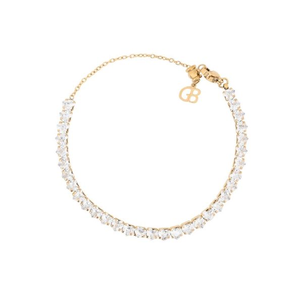 Pulseira riviera em aço corações