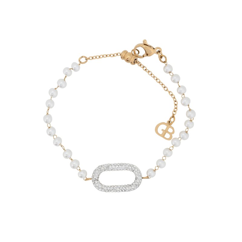 Pulseira em aço pérolas e brilhantes