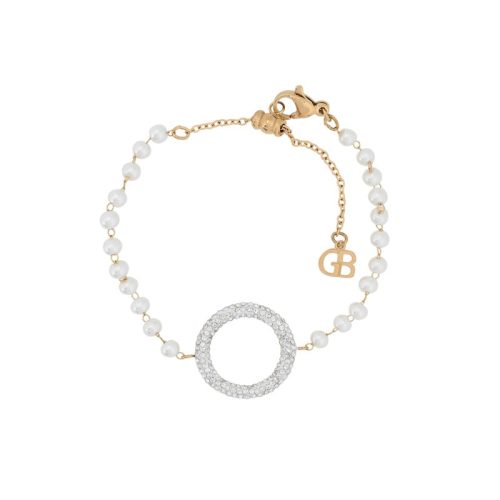 Pulseira em aço pérolas e círculo