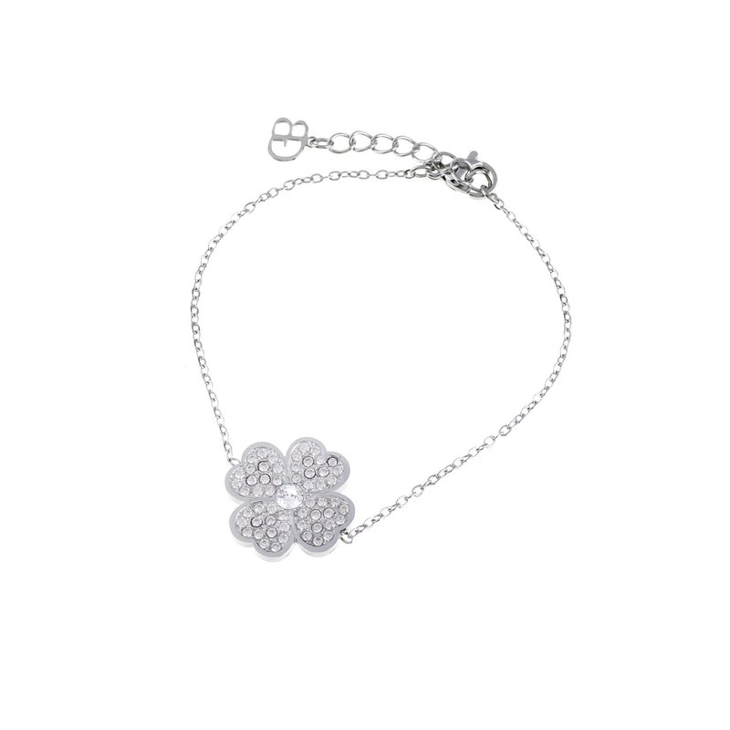 Pulseira em aço trevo e zircônias