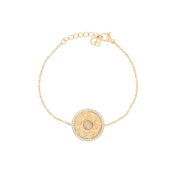Pulseira em aço textura e pedra