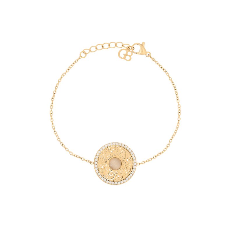 Pulseira em aço textura e pedra