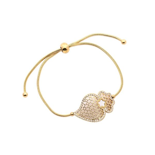 Pulseira ajustável aço coração de viana zircônias