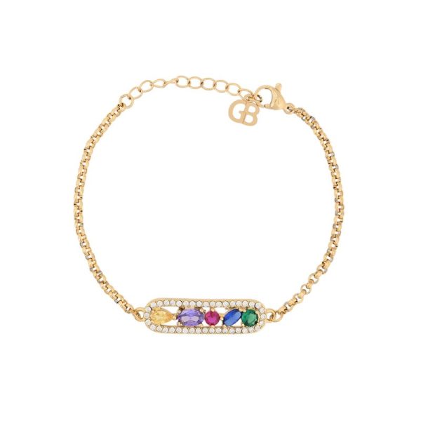 Pulseira em aço zircônias coloridas