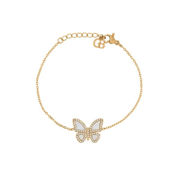 Pulseira em aço borboleta madrepérola