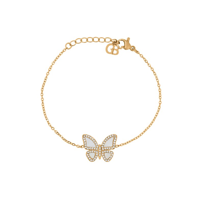 Pulseira em aço borboleta madrepérola