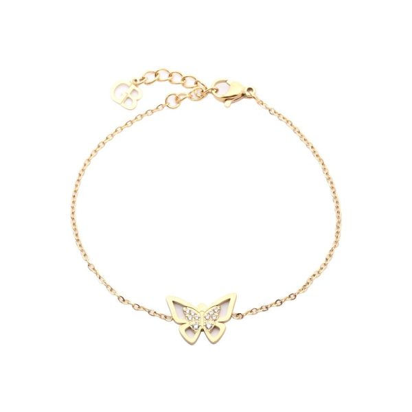 Pulseira em aço borboleta aberta