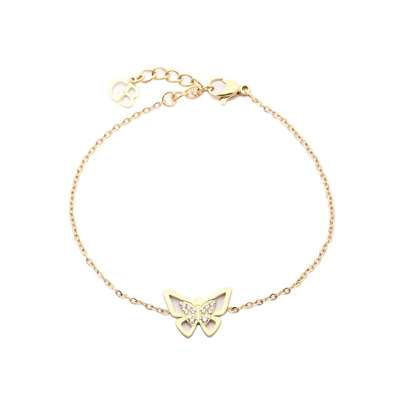 Pulseira em aço borboleta aberta